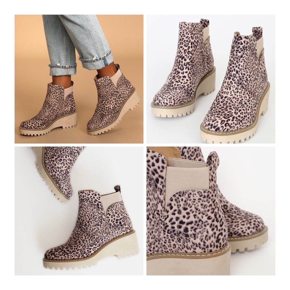 dv dolce vita Rielle Leopard Print Chelsea Wedge Boots